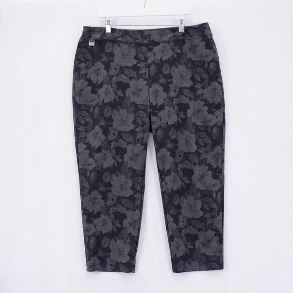 Zac & Rachel Thick Polyester Rayon Spandex Leggings‎ Black Floral 2X 40 / 26 - Picture 1 of 5